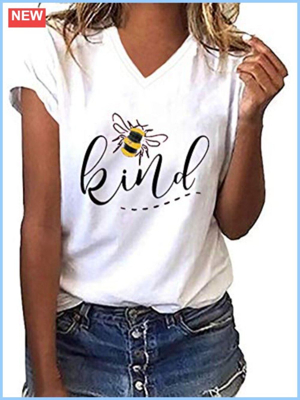 Women's Be Kind Graphic V-Neck Short Sleeve T-Shirt Cute Summer Tee